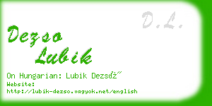 dezso lubik business card